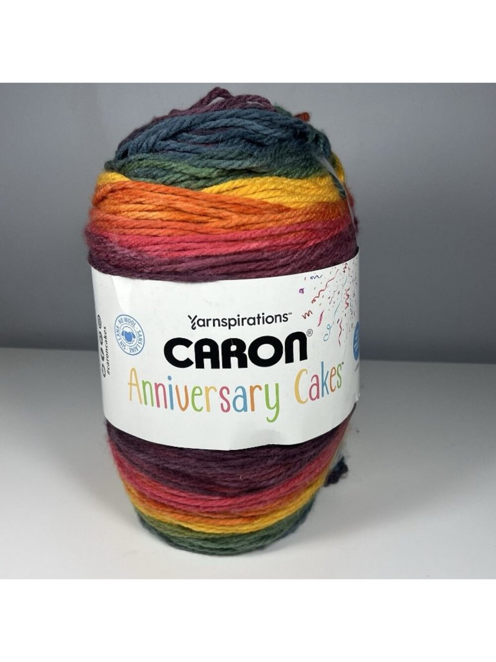 NEW Caron Anniversary Cakes Mega 1,061 yds Rainbow Acrylic 47023 Super Bulky